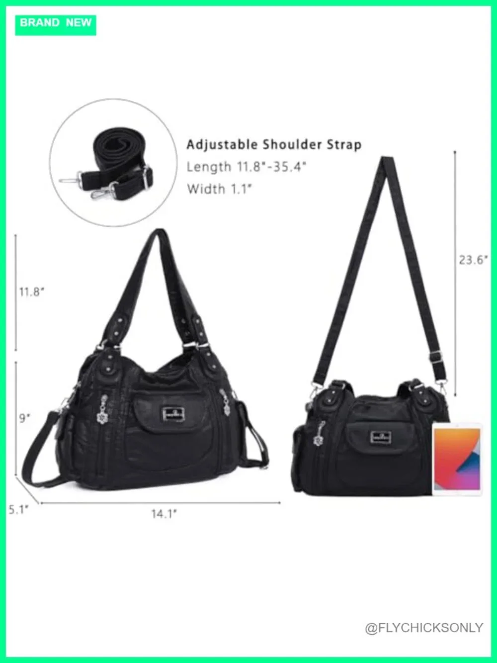 Large Hobo Tote Shoulder Bag Women Faux Leather Satchel Multipocket Purse